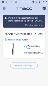 App-Waschsauger-Test-Tineco-Floor-One-S3-Startscreen